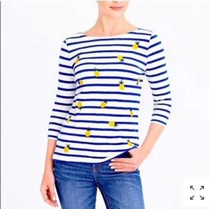 J. Crew • Blue & White Striped Pineapple Tee